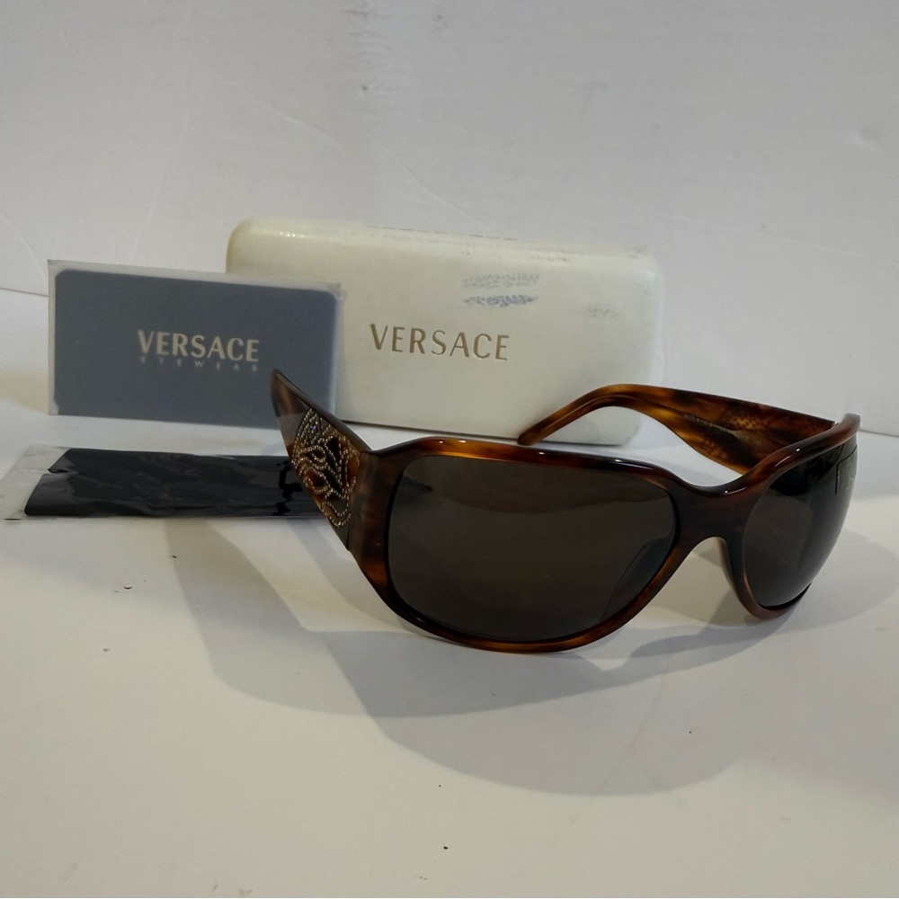 Versace Brown Tortoise Frame Sunglasses with Bronze Lenses